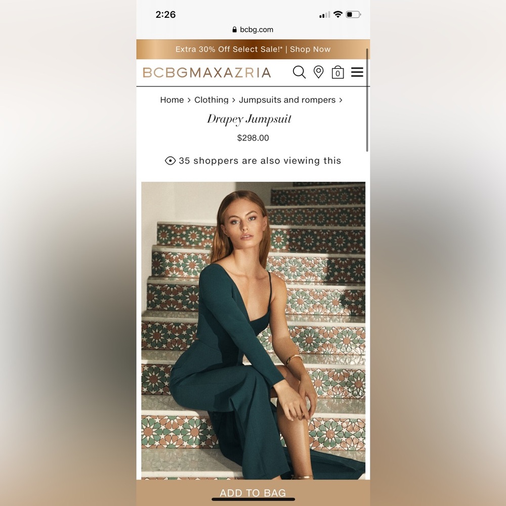 BCBGMAXAZRIA Drapey Jumpsuit XS